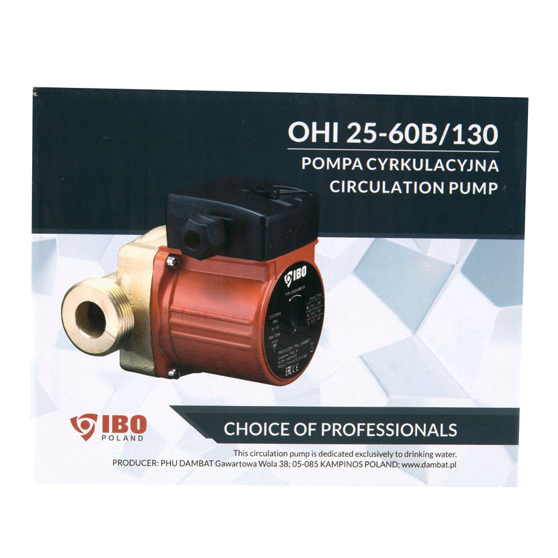 *PROMO* Pompa recirculare centrala cu corp din bronz IBO Dambat OHI BR 25-60/130, debit 55l/min, putere 93W