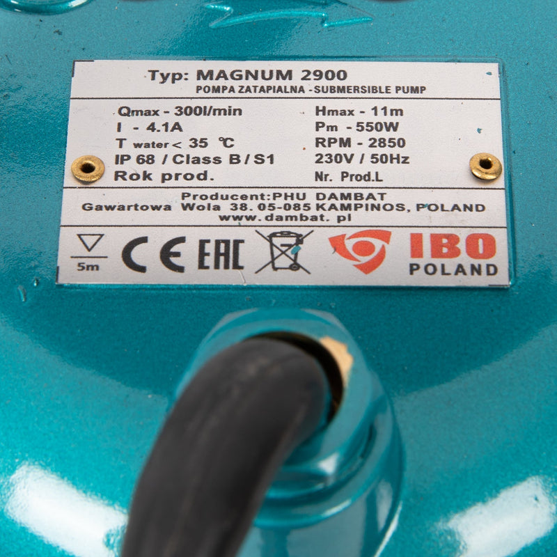 Pompa apa curata / murdara POMPINA-Poland Magnum 2900, 550W, 300l/min, H refulare 11m, cu flotor