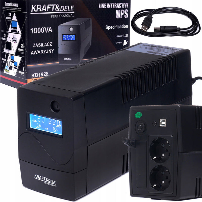 *BLACK FRIDAY* UPS cu Stabilizator de Tensiune Kraft&Dele KD1928, 600W, 1000vA, profesional