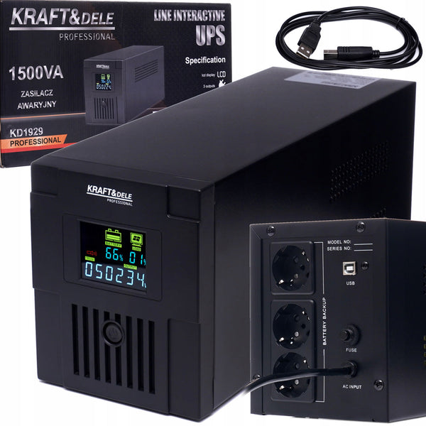 *PROMO* UPS cu Stabilizator de Tensiune Kraft&Dele KD1929, 900W, 1500vA