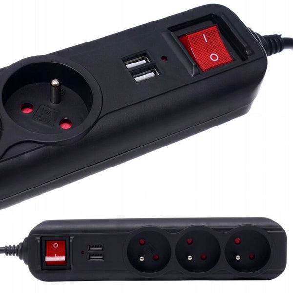 *OFERTELE-IEPURASULUI* Prelungitor electric cu intrerupator KRAFTSON % Import Polonia %  4032, 3 prize, 2 mufe USB, 3m