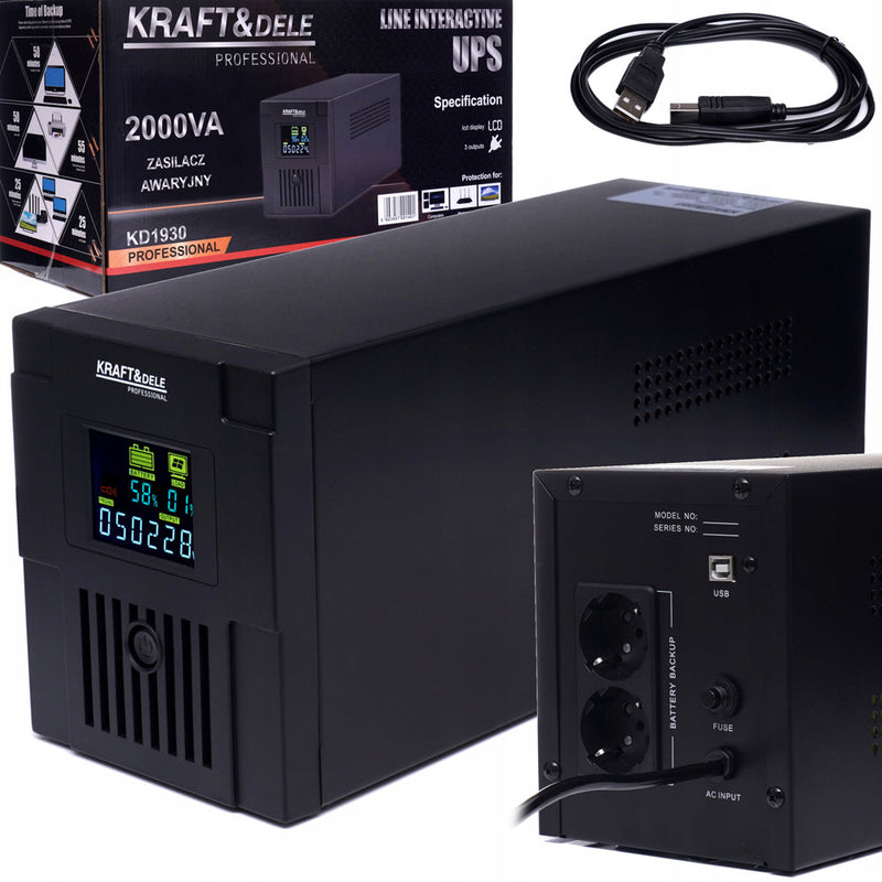 *BLACK FRIDAY* UPS cu Stabilizator de Tensiune Kraft&Dele KD1930, 1200W, 2000vA