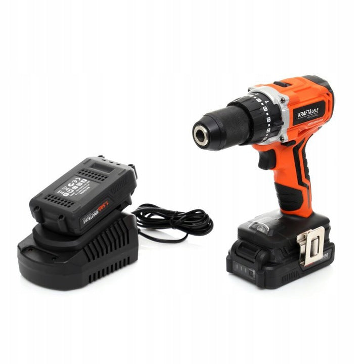 *OFERTELE-IEPURASULUI* Bormasina cu 2 acumulatori Kraft&Dele KD1728, 1400RPM, 20V, mandrina 13mm, Accesorii incluse