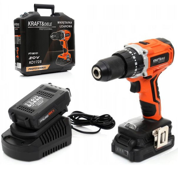 *OFERTELE-IEPURASULUI* Bormasina cu 2 acumulatori Kraft&Dele KD1728, 1400RPM, 20V, mandrina 13mm, Accesorii incluse