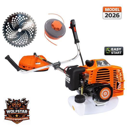 Motocoasa WOLFSTAR GTS6HP-BM-2T, 9.8CP + Cap tip Drujba pentru Crengi + Extra Disc Vidia