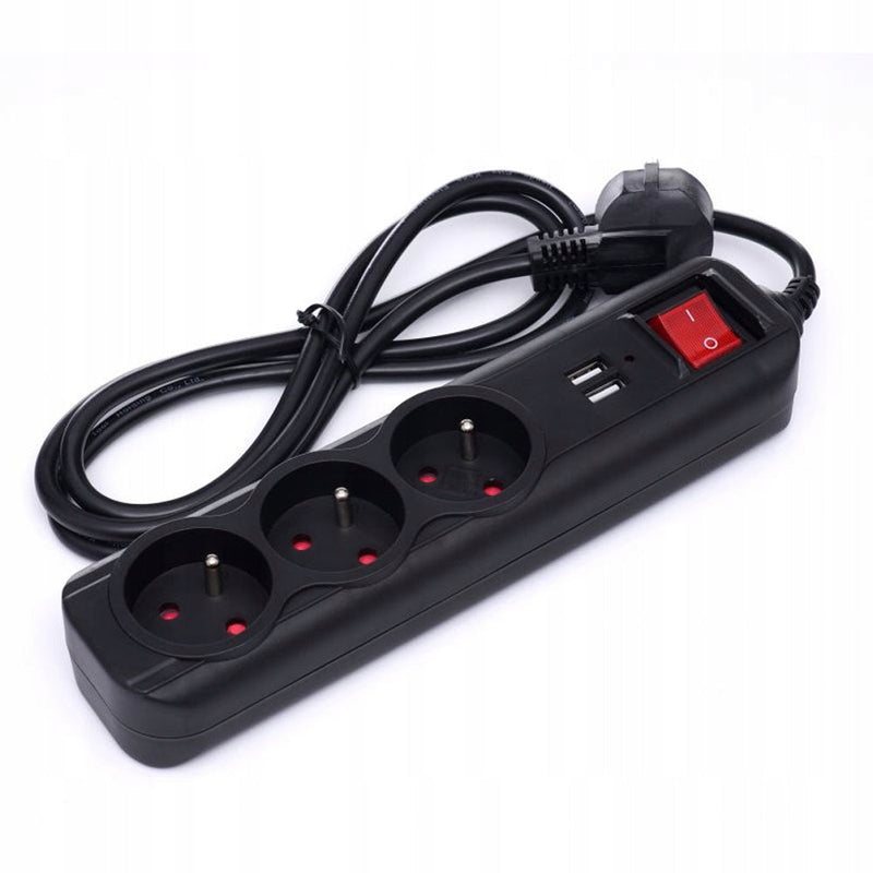 *OFERTELE-IEPURASULUI* Prelungitor electric cu intrerupator KRAFTSON % Import Polonia %  4031, 3 prize, 2 mufe USB, 1.5m