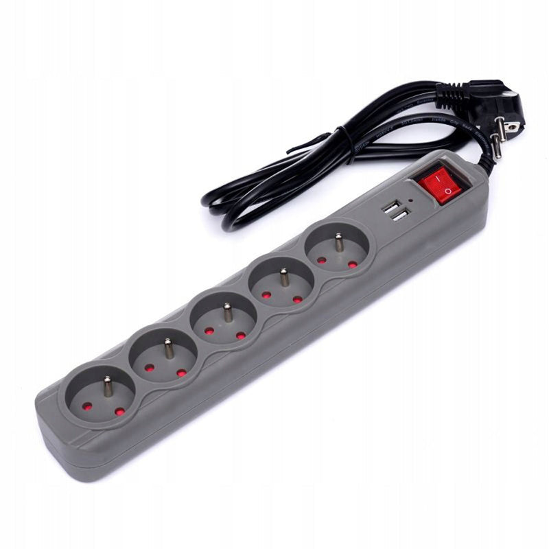 *OFERTELE-IEPURASULUI* Prelungitor electric cu intrerupator KRAFTSON % Import Polonia %  4033, 5 prize, 2 mufe USB, 1.5m