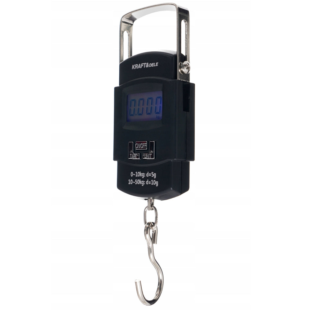 Cantar de mana electronic cu carlig, 50Kg, Kraft&Dele KD11413, Ecran LCD, Baterii 2xAAA