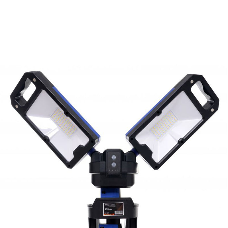 Lampa multifunctionala reincarcabila Kraft&Dele KD1265, 2 proiectoare LED, 4000Lm, acumulator 4000mAh, 6 moduri, 2 culori, cu trepied , pentru ateliere, camping, constructii etc