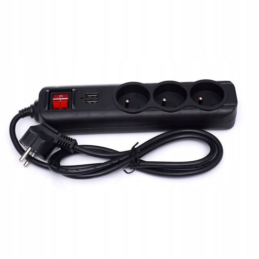 *BLACK-FRIDAY* Prelungitor electric cu intrerupator Kraft&Dele KD4031, 3 prize, 2 mufe USB, 1.5m