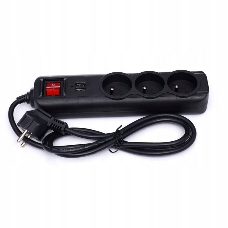 *OFERTELE-IEPURASULUI* Prelungitor electric cu intrerupator KRAFTSON % Import Polonia %  4031, 3 prize, 2 mufe USB, 1.5m
