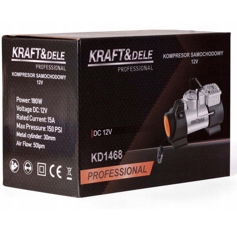 Compresor aer auto Kraft&Dele KD1468, 12V, 190W, debit aer 40l/min