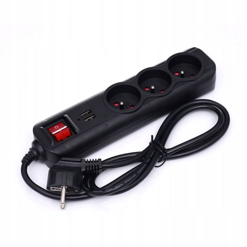 *OFERTELE-IEPURASULUI* Prelungitor electric cu intrerupator KRAFTSON % Import Polonia %  4031, 3 prize, 2 mufe USB, 1.5m
