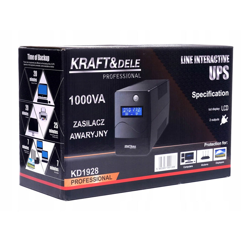 *BLACK FRIDAY* UPS cu Stabilizator de Tensiune Kraft&Dele KD1928, 600W, 1000vA, profesional