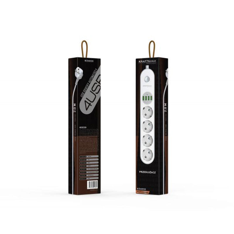 *OFERTELE-IEPURASULUI* Prelungitor electric cu intrerupator KRAFTSON % Import Polonia %  4030 4 prize, 4 mufe USB, 2m