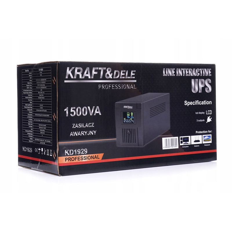 UPS cu Stabilizator de Tensiune Kraft&Dele KD1929, 900W, 1500vA, profesional ( PRODUS RESIGILAT )