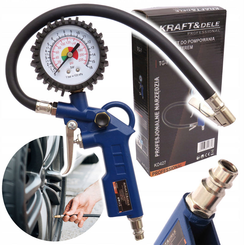 *OFERTELE-IEPURASULUI* Pistol cu manometru pentru umflarea anvelopelor Kraft&Dele KD427, conexiune 1/4