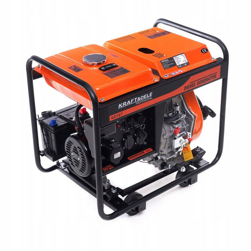 *OFERTELE-IEPURASULUI* Generator curent diesel Kraft&Dele KD167, 230V, stabilizator tensiune (AVR), roti transport si pornire la cheie