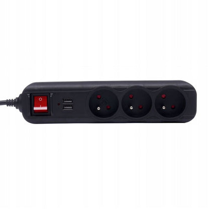 *OFERTE-DE-VARA* Prelungitor electric cu intrerupator Kraft&Dele KD4031, 3 prize, 2 mufe USB, 1.5m