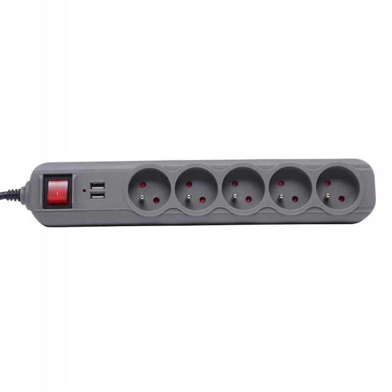 *OFERTELE-IEPURASULUI* Prelungitor electric cu intrerupator KRAFTSON % Import Polonia %  4033, 5 prize, 2 mufe USB, 1.5m