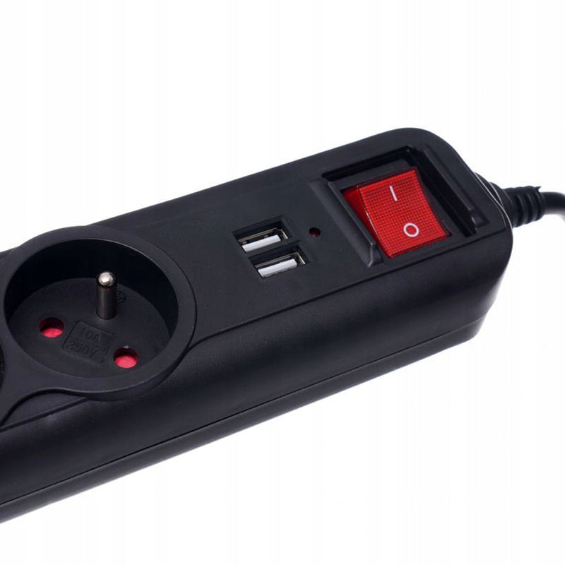*OFERTELE-IEPURASULUI* Prelungitor electric cu intrerupator KRAFTSON % Import Polonia %  4031, 3 prize, 2 mufe USB, 1.5m
