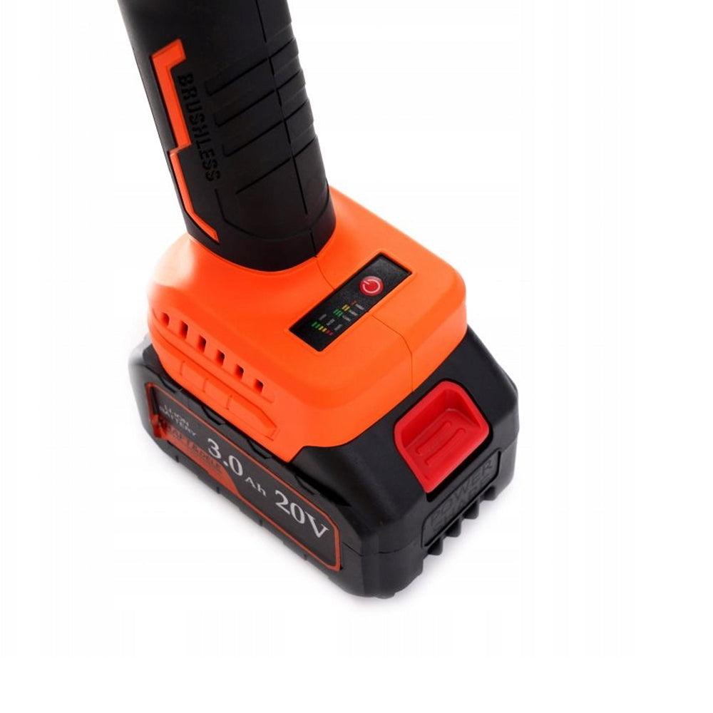 *BLACK-FRIDAY* Set Polizor unghiular / Flex 20V cu 2 Acumulatori 3Ah si Adaptor tip drujba cu 2 lame si 2 lanturi, Kraft&Dele KD10624