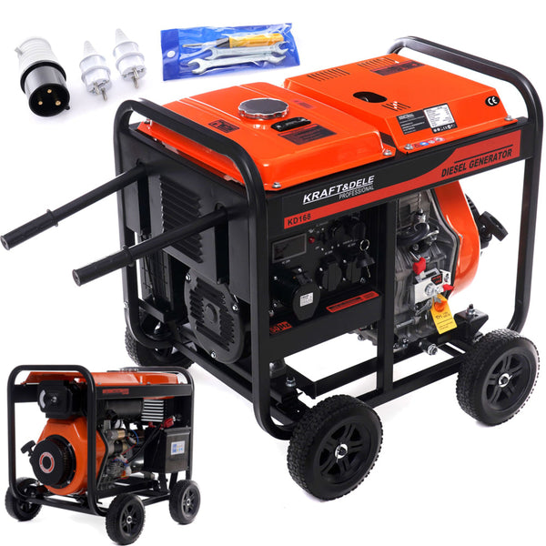 *OFERTELE-IEPURASULUI* Generator curent diesel Kraft&Dele KD168, 230V, stabilizator tensiune (AVR), roti transport si pornire la cheie