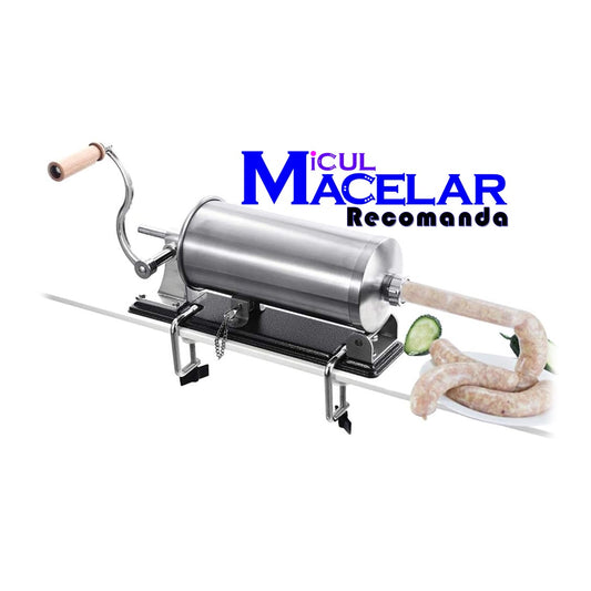 *BLACK-FRIDAY* MICUL MACELAR Recomanda - Aparat 3KG de umplut carnati si mezeluri, pozitie orizontala, EASY-FILL, Pâlnii incluse