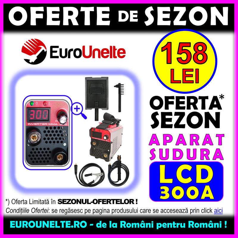 *OFERTE-DE-SEZON: 158 LEI* Aparat de sudura DORELL® ALEGE, Ecran LCD COLOR, Electrod MMA-300A, REGLAJ FIN AMP300