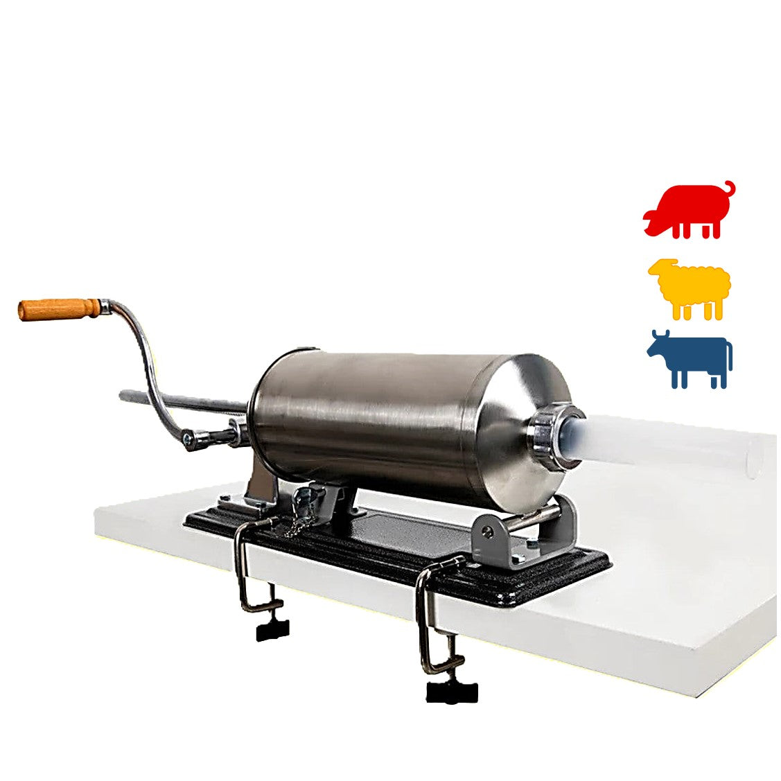 *PROMO* 4KG Masina Umplere Carnati si Mezeluri, Orizontala, cu 5 Palnii incluse, Porc+Vita+Oaie