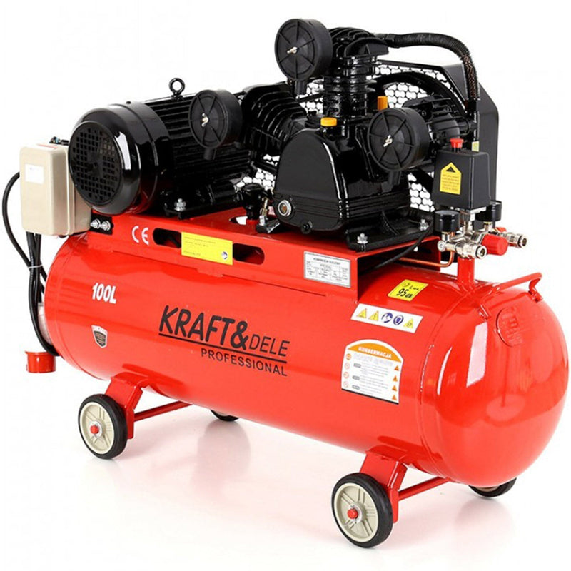 *BLACK-FRIDAY* Compresor aer KRAFTSON % Import Polonia %  405, 100L, motor 4.1kW trifazat, 8Bar, 650/min, 3 pistoane