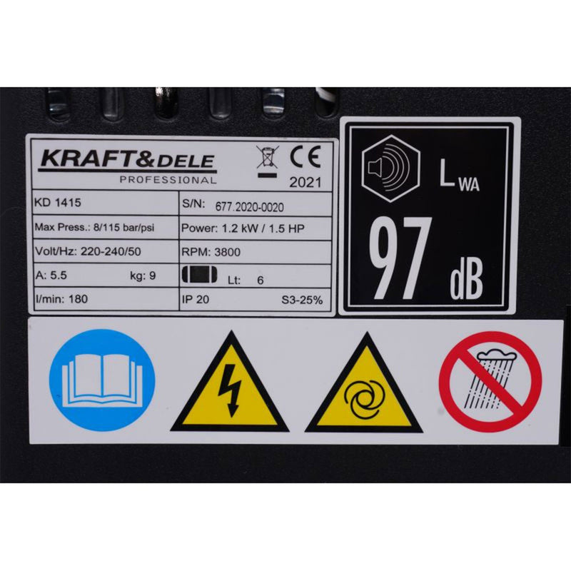 *BLACK-FRIDAY* Compresor aer Kraft&Dele KD1415, 6L, 1.5CP, 8Bar, 180/min, profesional