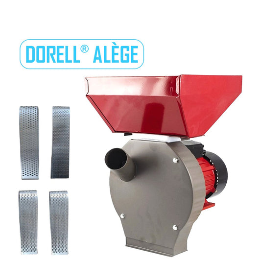 BLACK-FRIDAY *DORELL® ALEGE* Moara cereale si stiuleti 2 in 1 , cu ciocanele, GRI+ROSU, site uruiala incluse