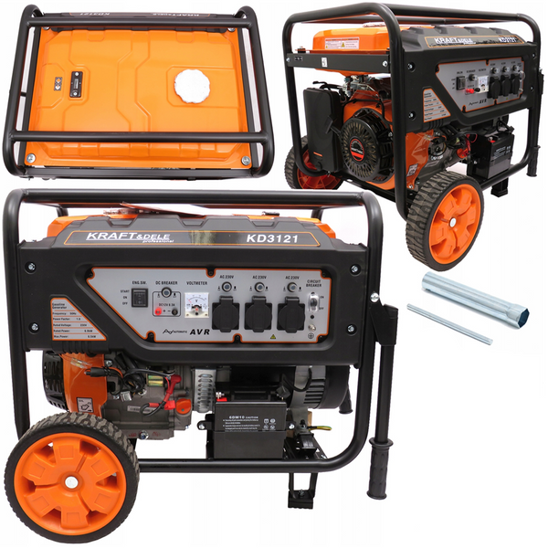 BLACK-FRIDAY Generator curent KRAFTSON % Import Polonia % 3121, 230V, 7CP, 4 timpi, stabilizator tensiune AVR , roti transport