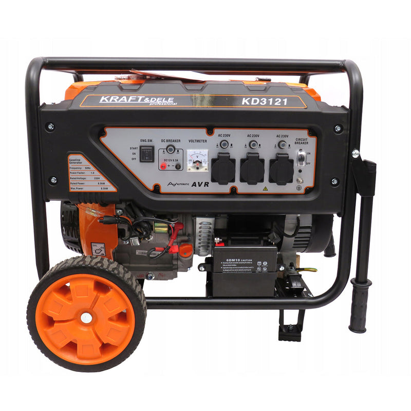 SEZONUL-OFERTELOR la Generator curent KRAFTSON % Import Polonia %  3121, 230V, 7CP, 4 timpi, stabilizator tensiune (AVR), roti transport