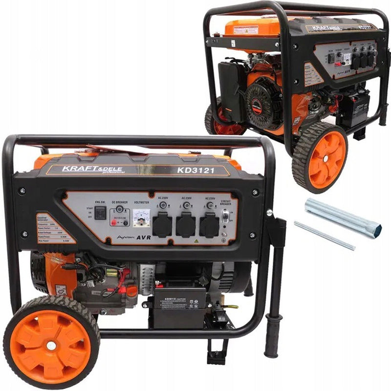 SEZONUL-OFERTELOR la Generator curent KRAFTSON % Import Polonia %  3121, 230V, 7CP, 4 timpi, stabilizator tensiune (AVR), roti transport