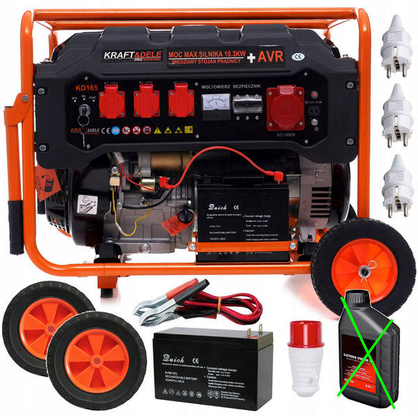 BLACK-FRIDAY Generator curent Kraft&Dele KD165, 220V/380V, 15CP, stabilizator tensiune AVR , roti transport si pornire la cheie