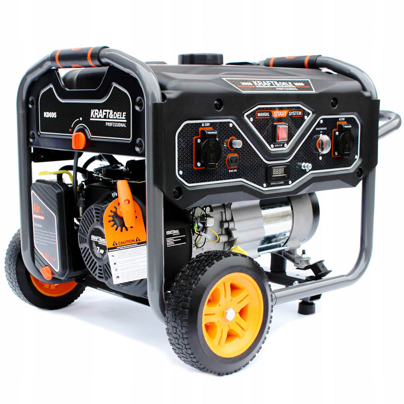 *BLACK-FRIDAY* Generator curent Kraft&Dele KD695, 230V, stabilizator tensiune (AVR), roti transport, accesorii incluse, Profesional