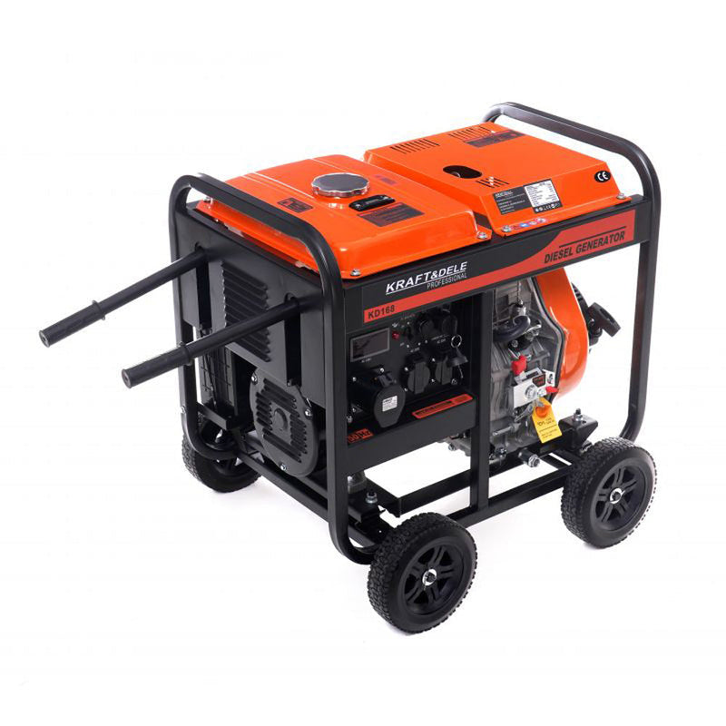 SEZONUL-OFERTELOR la Generator curent diesel KRAFTSON % Import Polonia %  168, 230V, stabilizator tensiune (AVR), roti transport si pornire la cheie