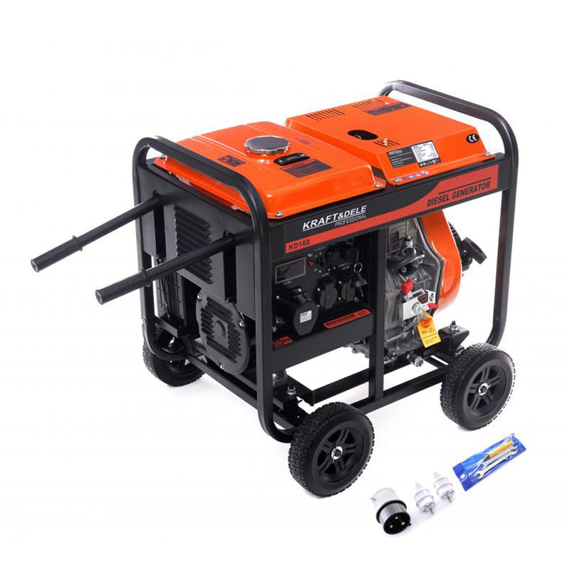 SEZONUL-OFERTELOR la Generator curent diesel KRAFTSON % Import Polonia %  168, 230V, stabilizator tensiune (AVR), roti transport si pornire la cheie