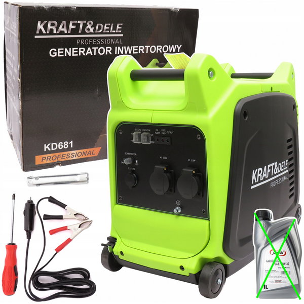 BLACK-FRIDAY Generator curent silentios profesional Kraft&Dele KD681, 230V, stabilizator tensiune AVR , roti transport