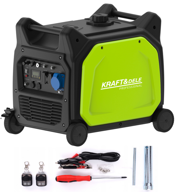 *BLACK-FRIDAY* Generator curent silentios profesional Kraft&Dele KD682, 230V, stabilizator tensiune AVR , roti transport si pornire la cheie