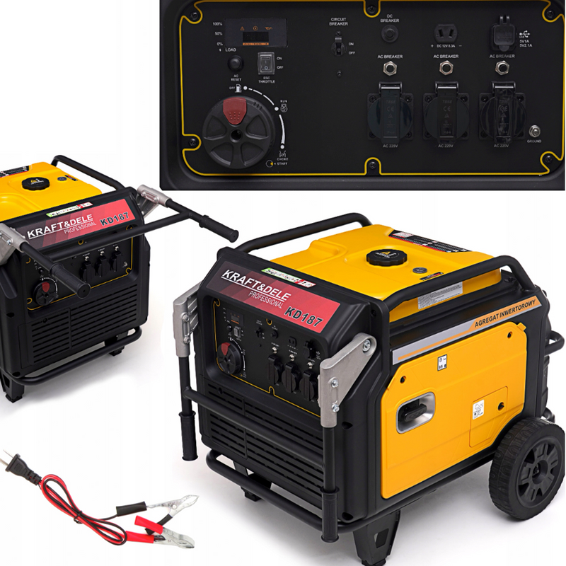 *BLACK-FRIDAY* Generator curent silentios profesional Kraft&Dele KD187, 220V, 4 timpi, stabilizator tensiune (AVR), roti transport