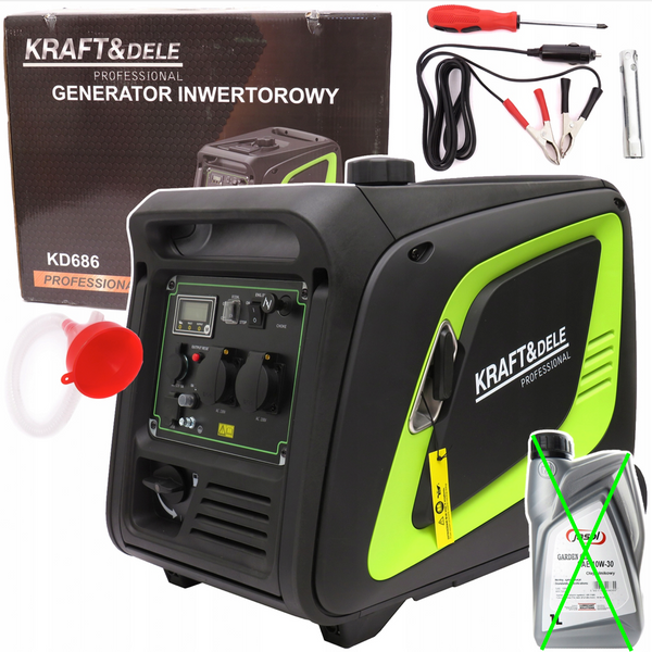 *BLACK-FRIDAY* Generator curent silentios profesional Kraft&Dele KD686, 230V, 4 timpi, stabilizator tensiune AVR , roti transport, accesorii incluse