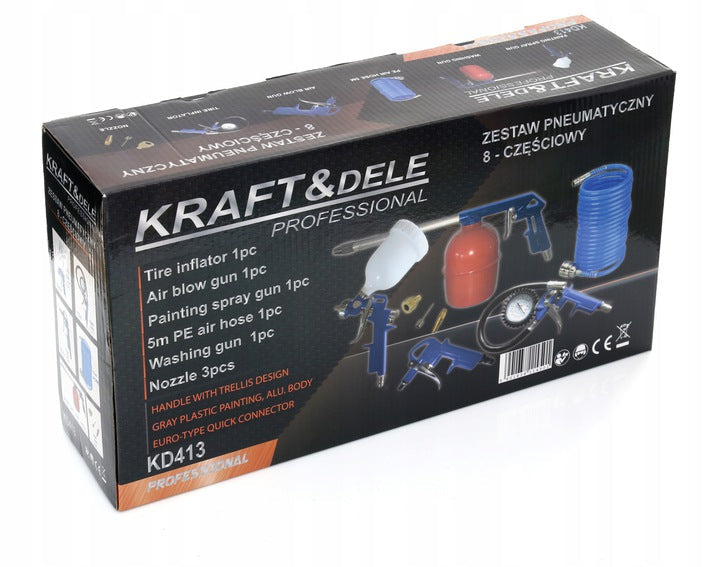 *BLACK-FRIDAY* Kit 8 accesorii compresor KRAFTSON % Import Polonia %  413, 1-16 Bar, furtun presiune 5m