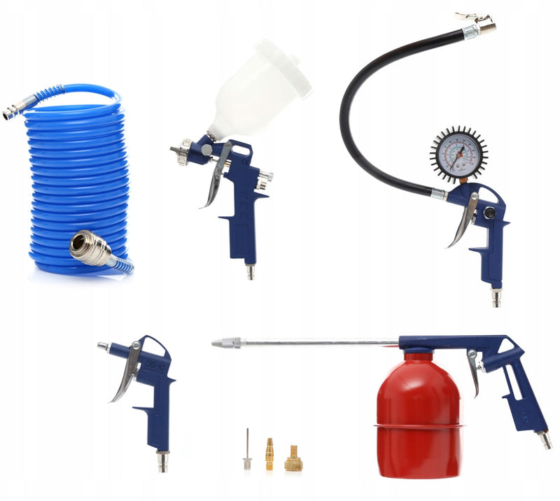 SEZONUL-OFERTELOR la Kit Compresor aer fara ulei VOKNER 1416, 24L, 1.5CP, 8Bar, 180/min, silentios+ Set 8 Accesorii