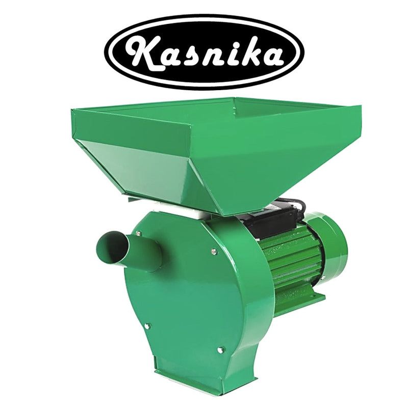 *BLACK-FRIDAY* Moara cereale si stiuleti (2 in 1) KASNIKA Verde, CUVA MARE, 3KW, cu ciocanele pentru uruiala si malai, motor inclus