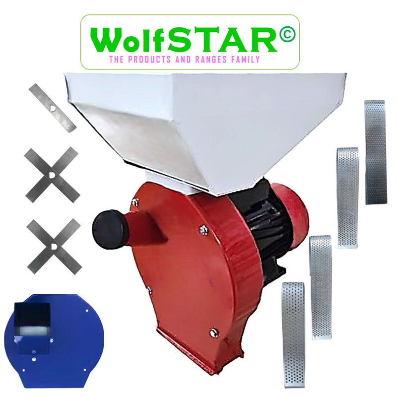 BLACK-FRIDAY *PROMO* SET Moara WOLFSTAR Cereale si Stiuleti si LUCERNA, 3.9KW, (3 in 1) pentru uruiala si malai si furaj tocat, Red-White E-3900, cu ciocanele si tocator