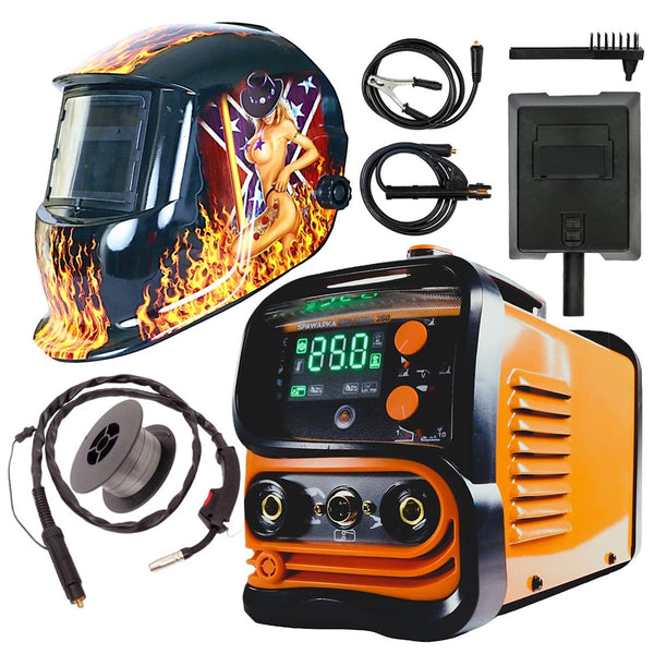 BLACK-FRIDAY *PROMO* SET SUDURA CU SARMA FLUX+Electrod WeldEXPERT 37422-37107 din Aparat sudura 250A MIG-MAG/MMA/LiftTIG, + Masca Automata Personalizata SUPERHOT-FLAMES