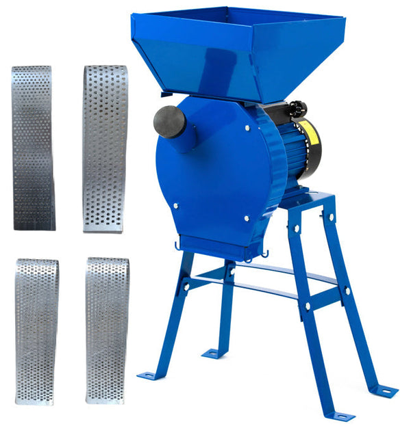 BLACK-FRIDAY Set Moara cereale si stiuleti 2 in 1 Vokner, Blue-Efficient, 3KW, cu Suport Metal